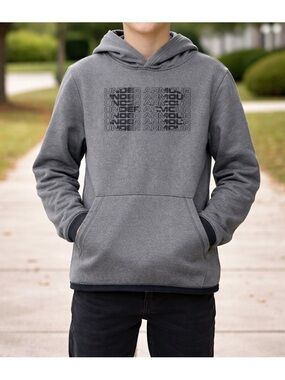 Under Armour Youth Medium Heather Gray Pullover Hoodie with Repeat Logo